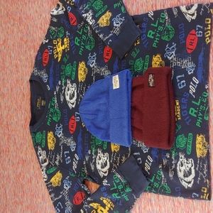 Polo by Ralph Lauren Long Sleeve Crew Knit and 2 Polo Beanies! *Used*- Great$